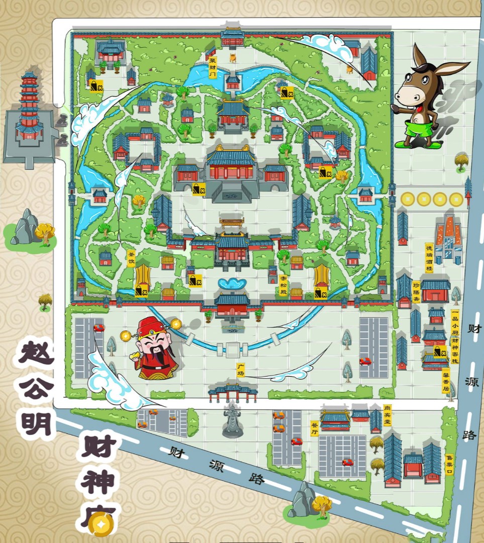 江北寺庙类手绘地图